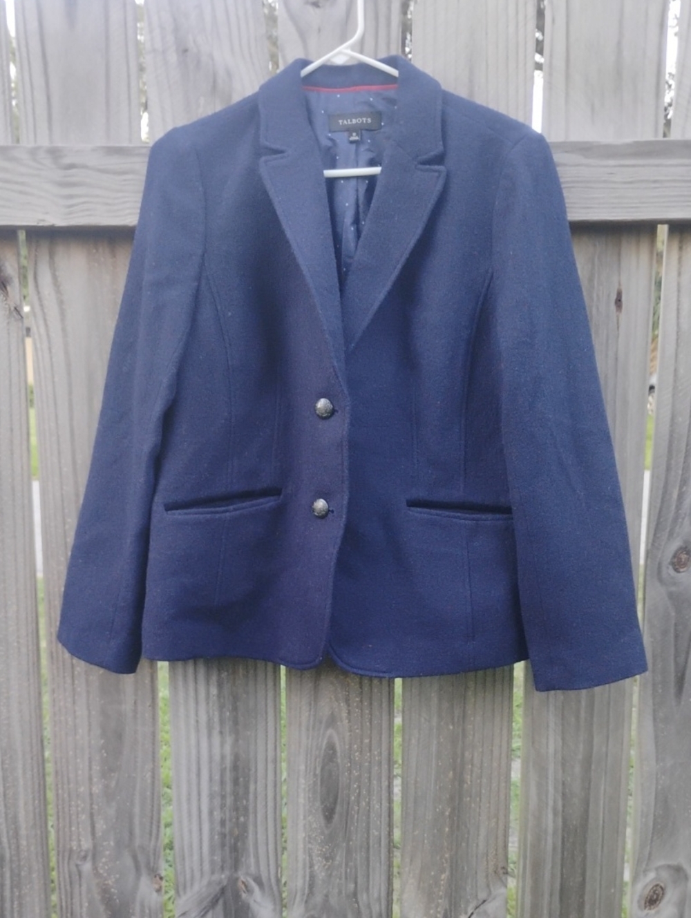 Talbots Navy Tailored Wool-Blend Blazer